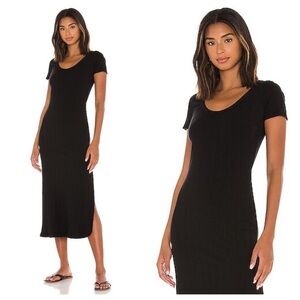 NWT Vitamin A Catalina Midi Tee Black Ribbed Dress Size S